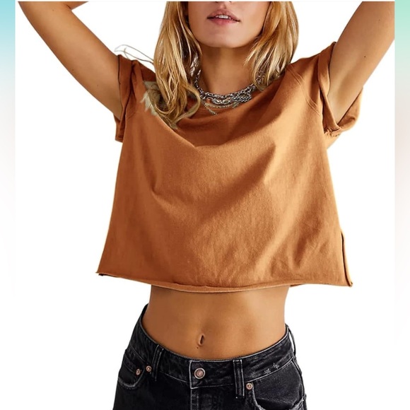 Women's Summer Casual Loose Fit
Basic Short Sleeve Crop T-Shirt - Picture 1 of 7